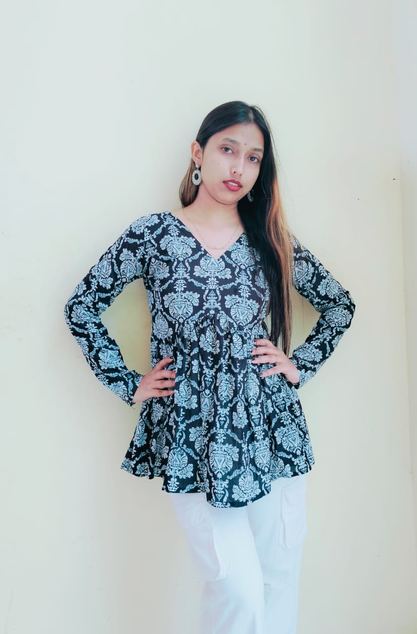 Floral Black Peplum Top