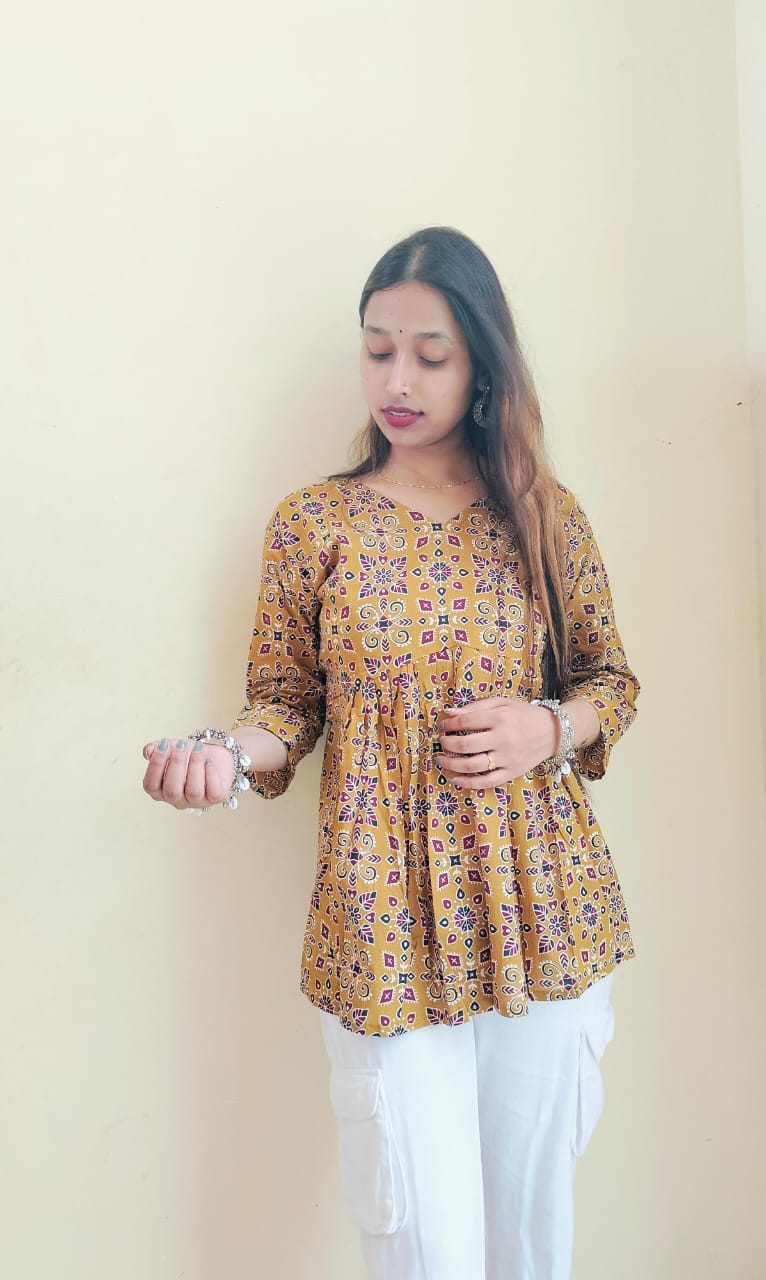 Ajrakh Printed Cotton Short Kurti