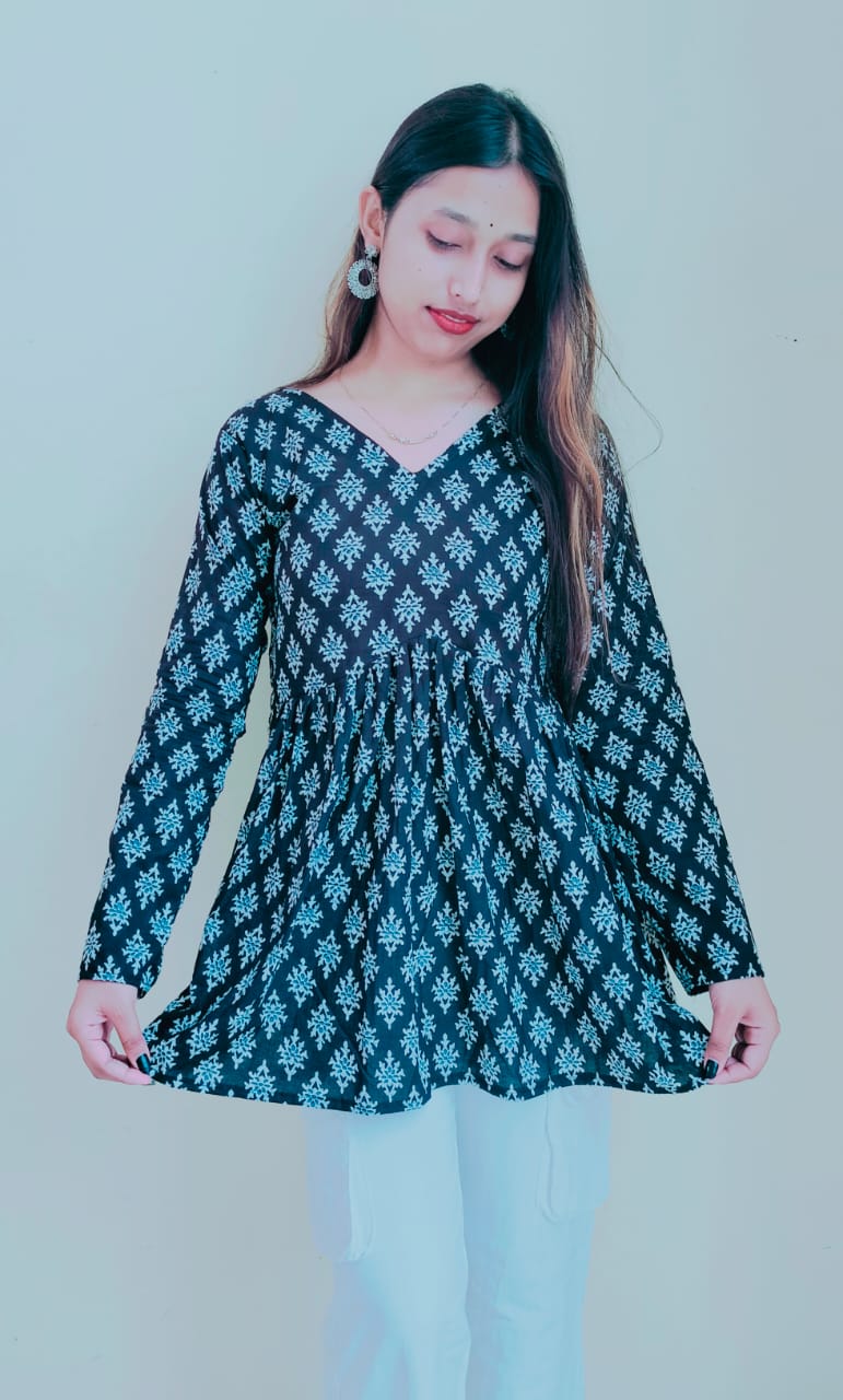 Floral Black Peplum Top
