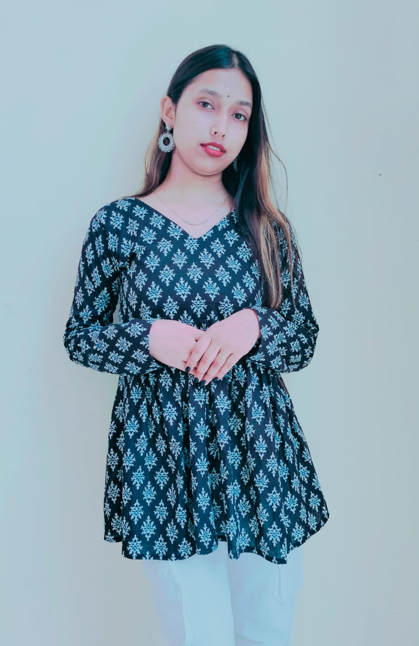 Floral Black Peplum Top