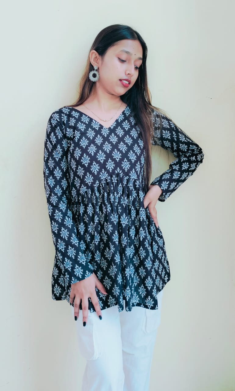 Floral Black Peplum Top