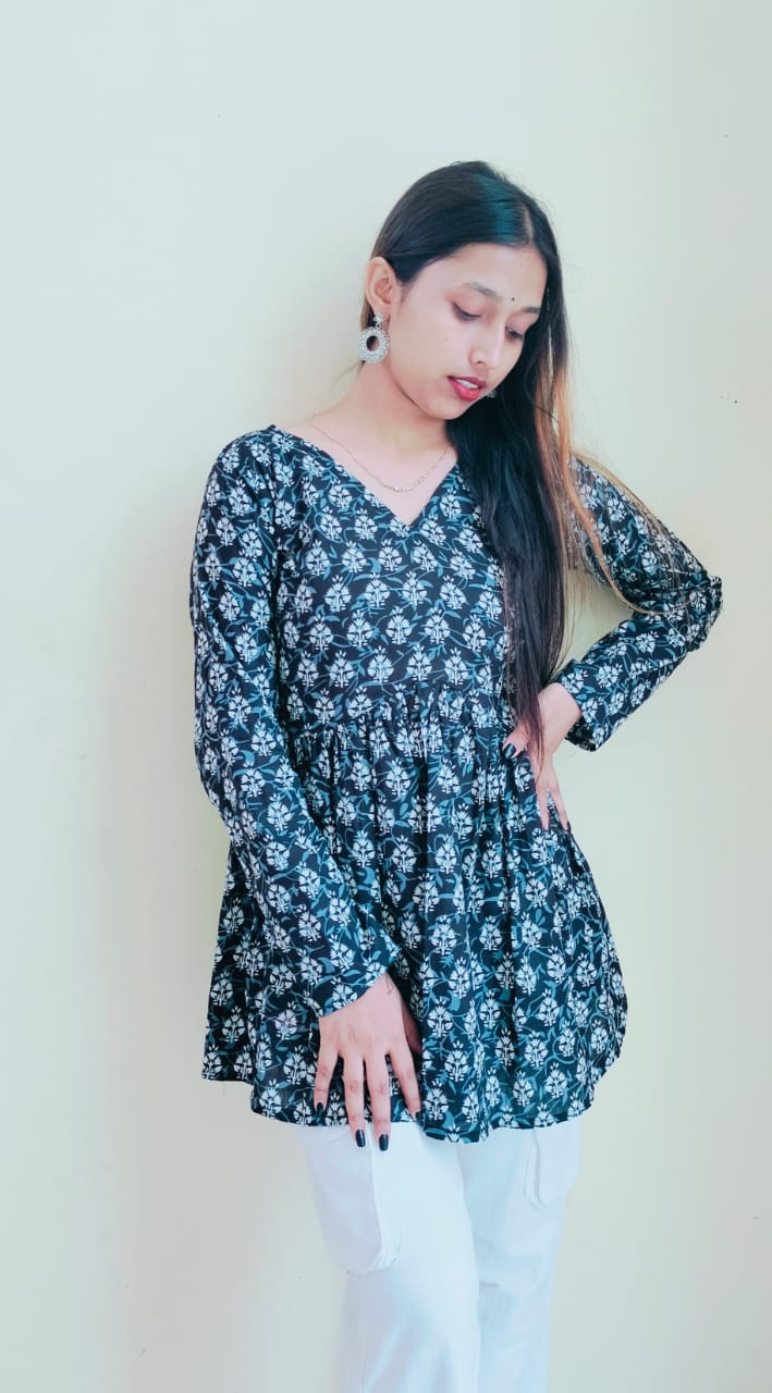 Floral Black Peplum Top