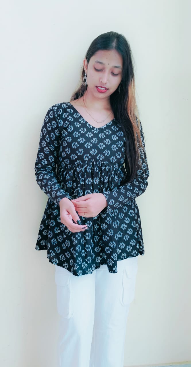Floral Black Peplum Top