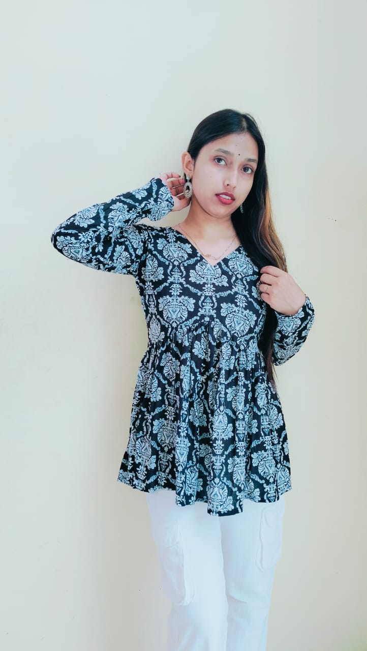 Floral Black Peplum Top