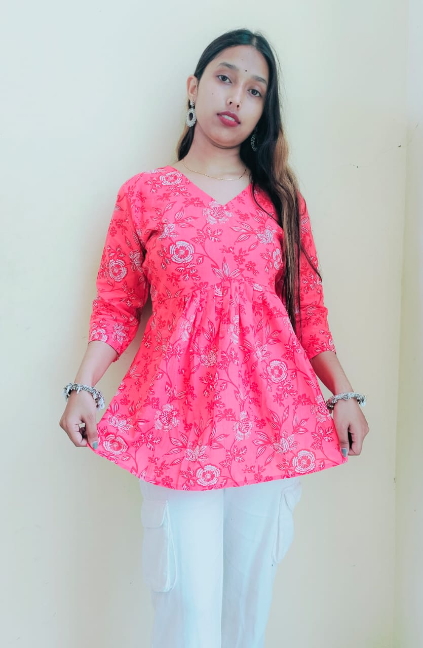 Floral Pink Peplum Top