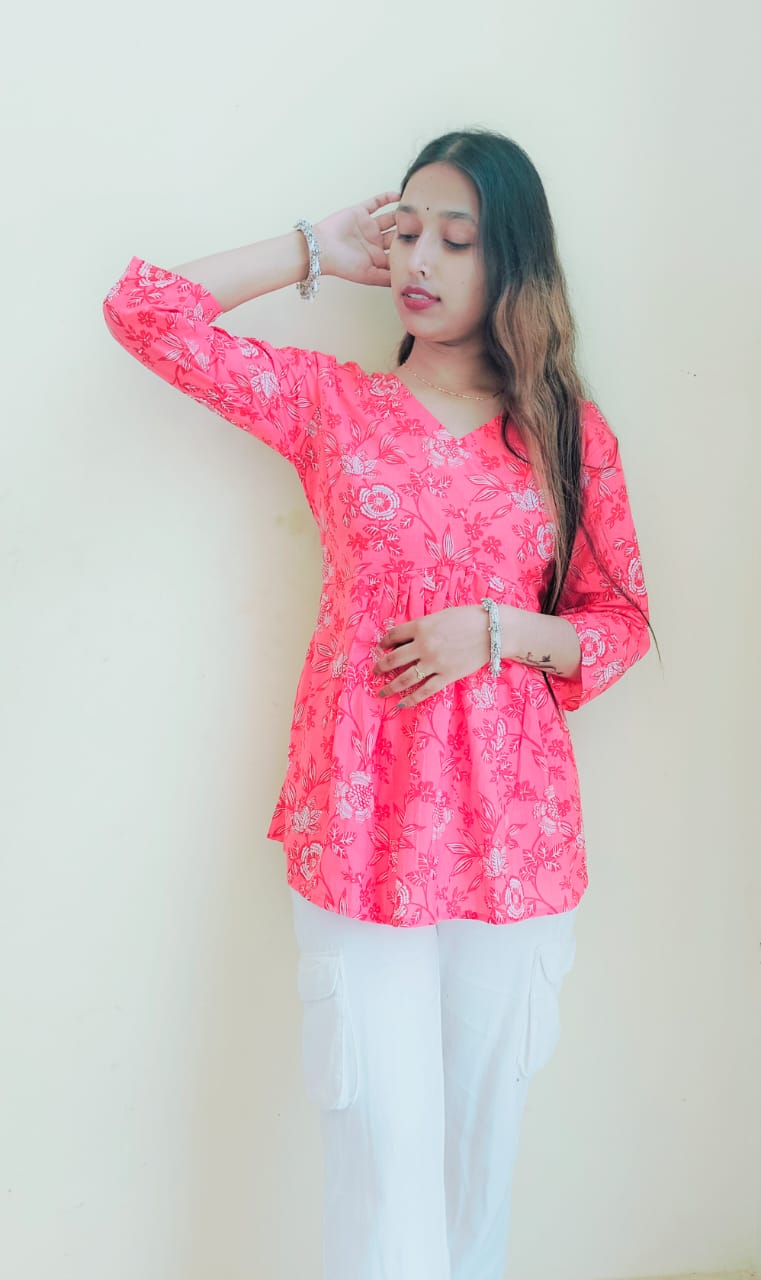 Floral Pink Peplum Top