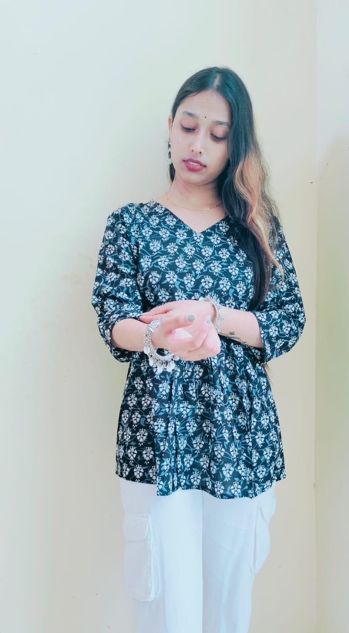 Floral Black Peplum Top