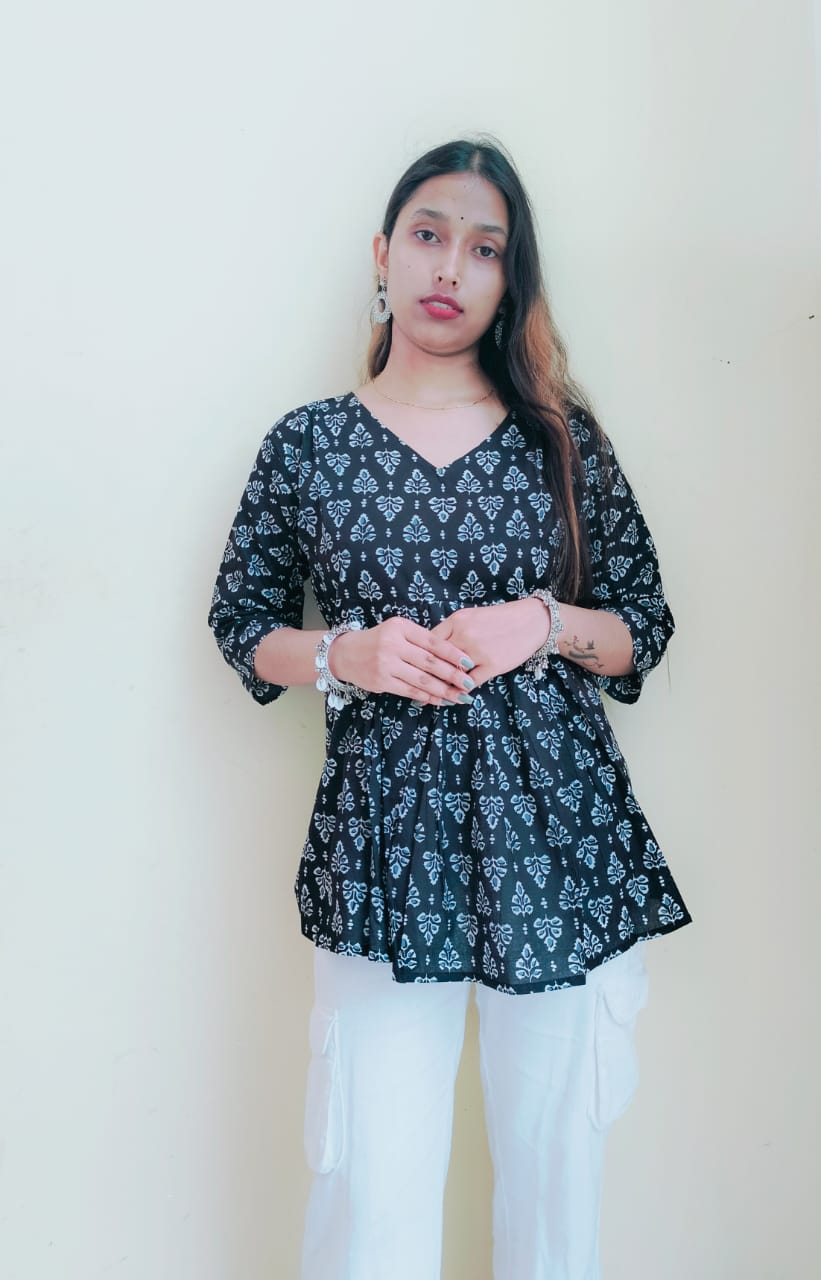 Floral Black Peplum Top