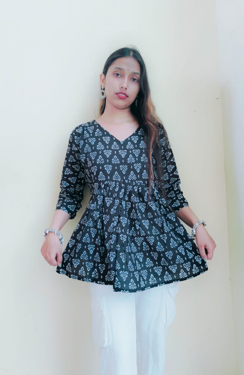 Floral Black Peplum Top