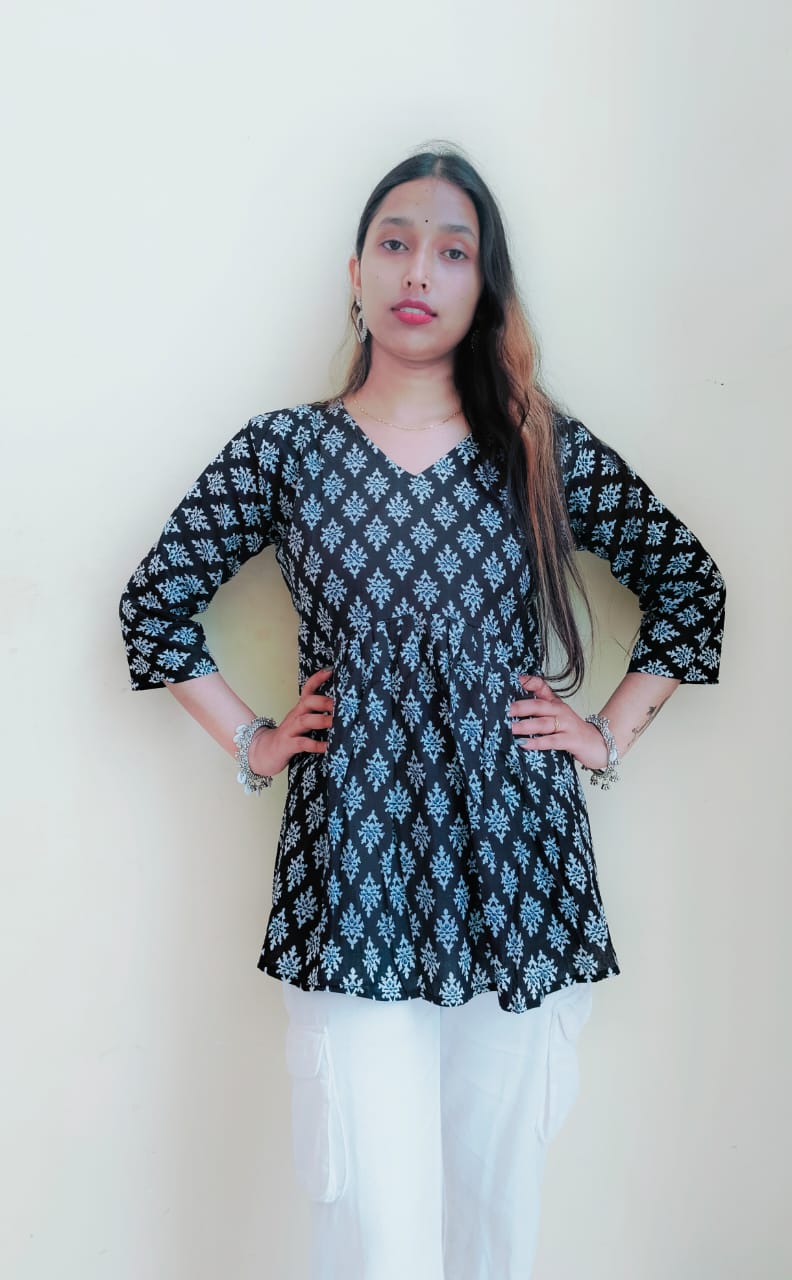 Floral Black Peplum Top