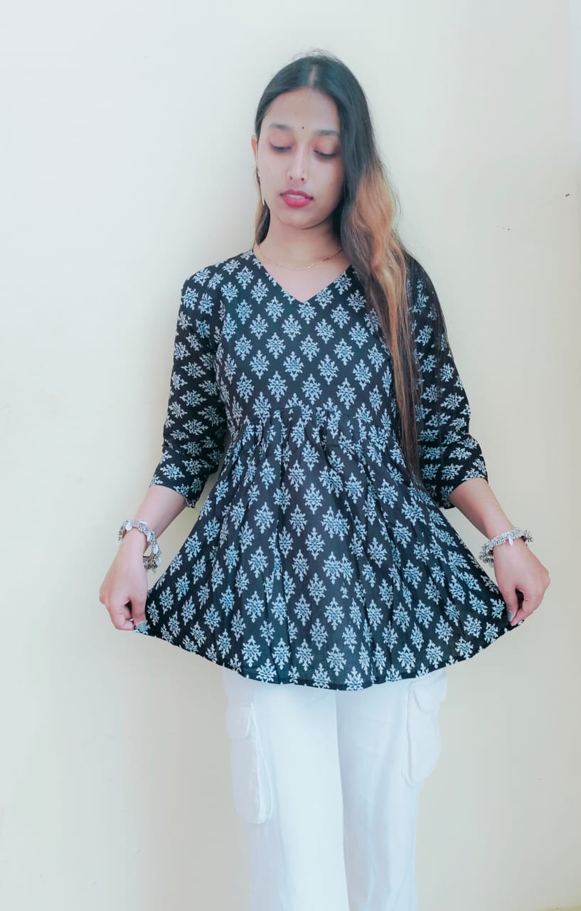Floral Black Peplum Top