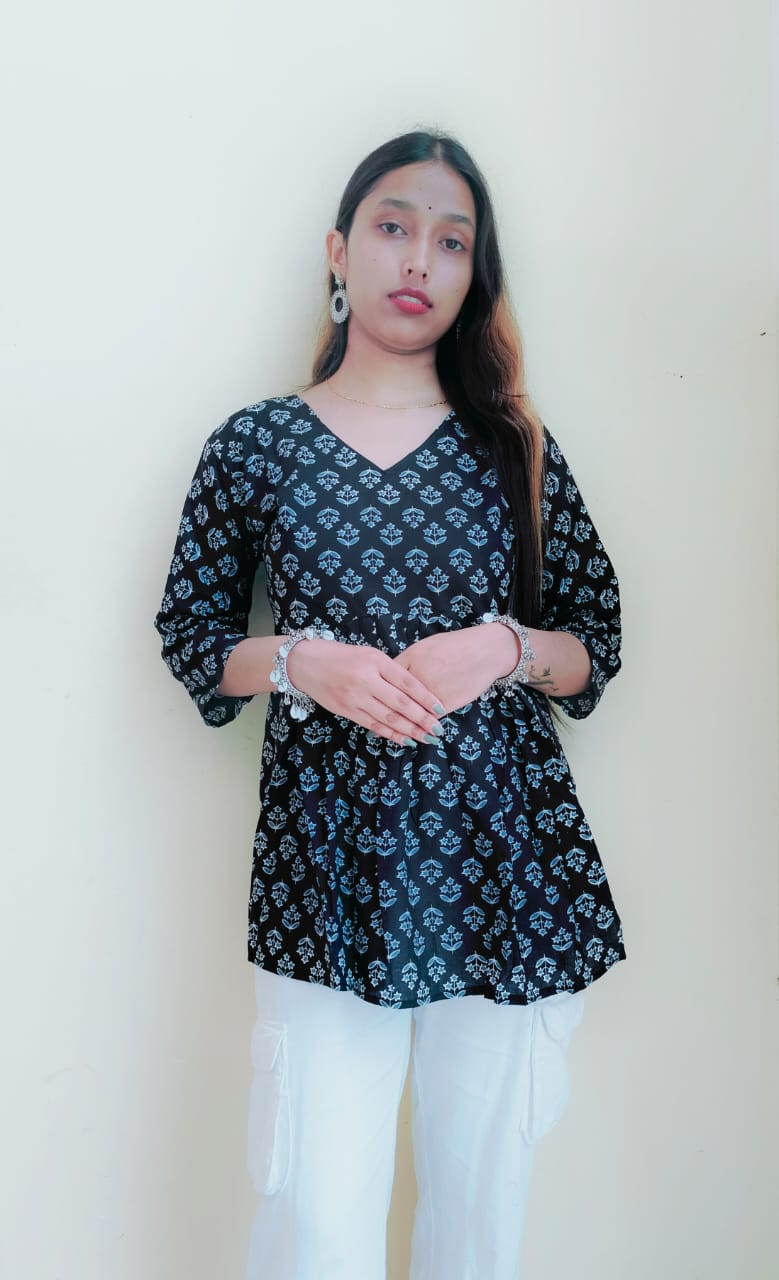 Floral Black Peplum Top