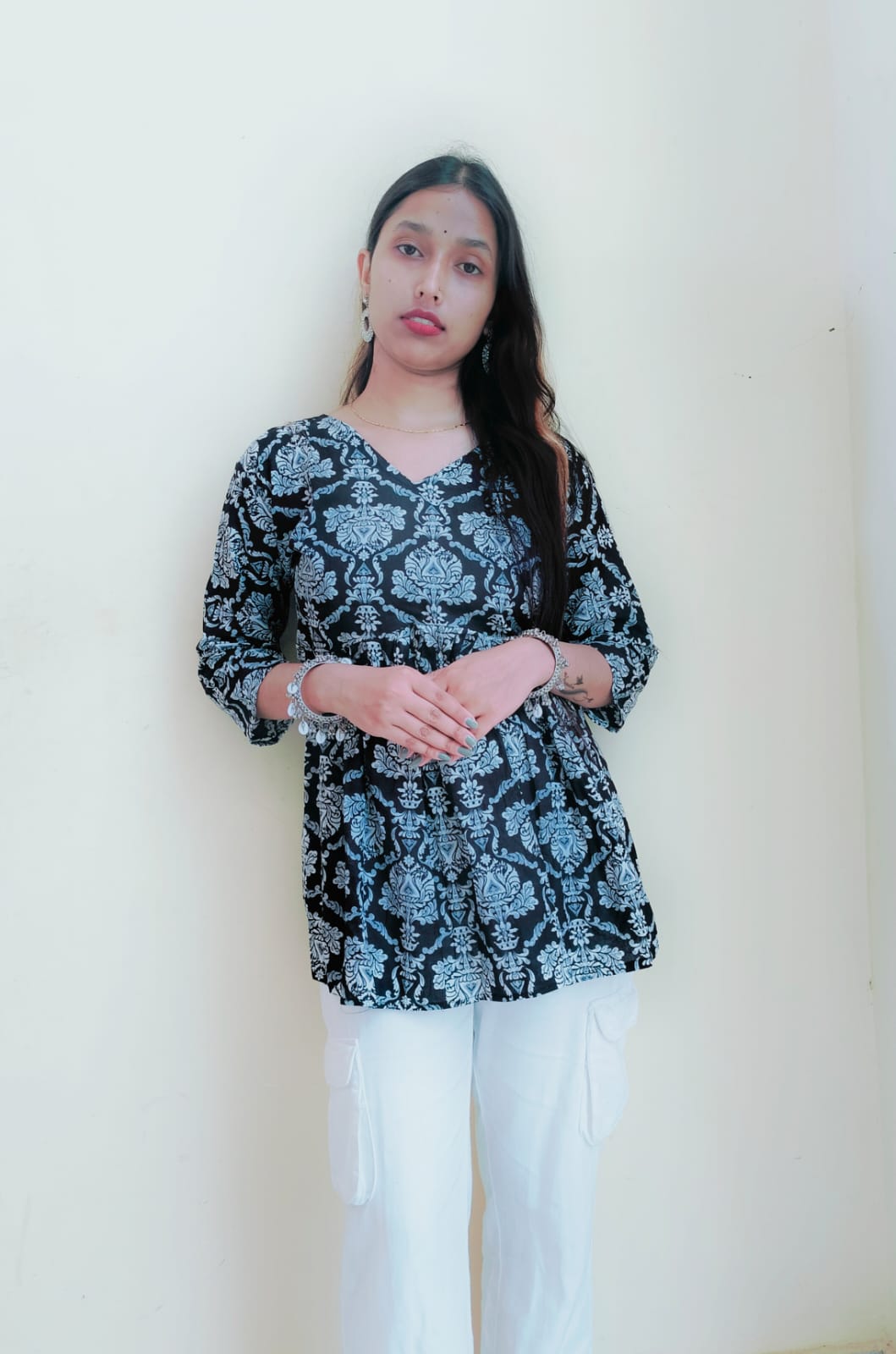 Floral Black Peplum Top