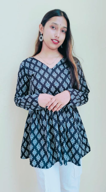 Floral Black Peplum Top