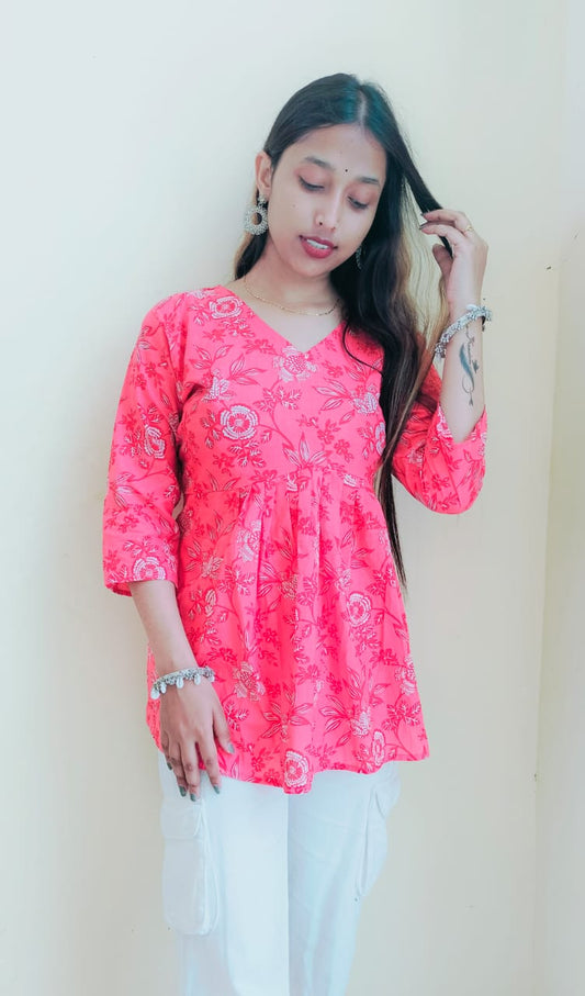 Floral Pink Peplum Top