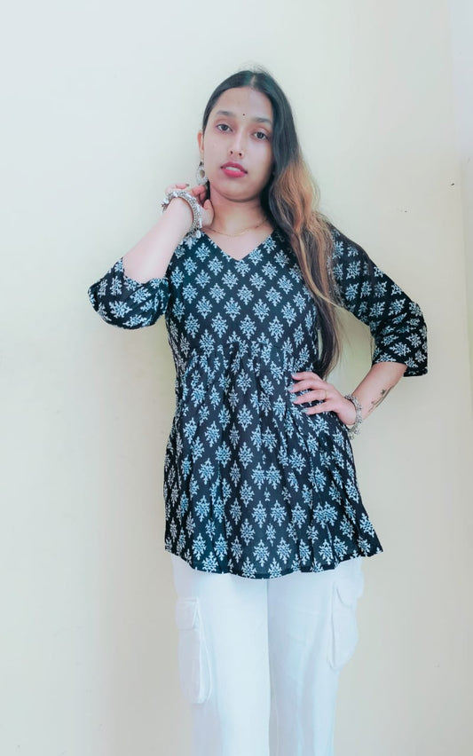 Floral Black Peplum Top