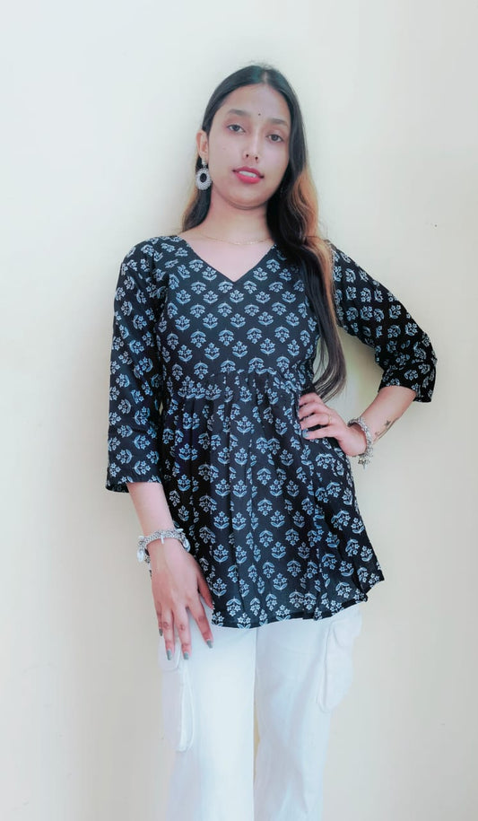 Floral Black Peplum Top
