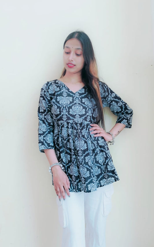 Floral Black Peplum Top