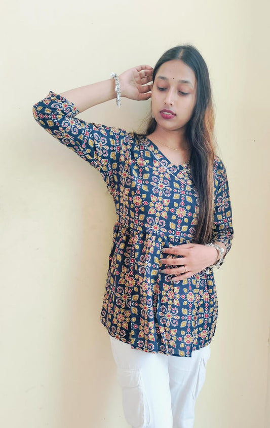 Ajrakh Printed Cotton Short Kurti