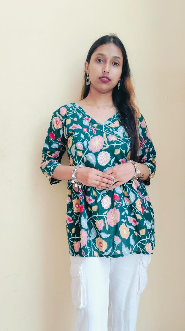 Floral angrakha short kurti