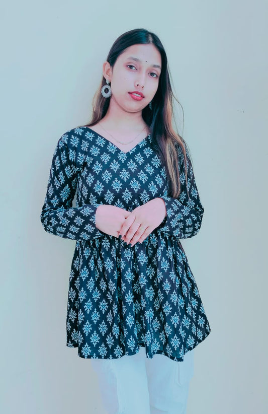 Floral Black Peplum Top