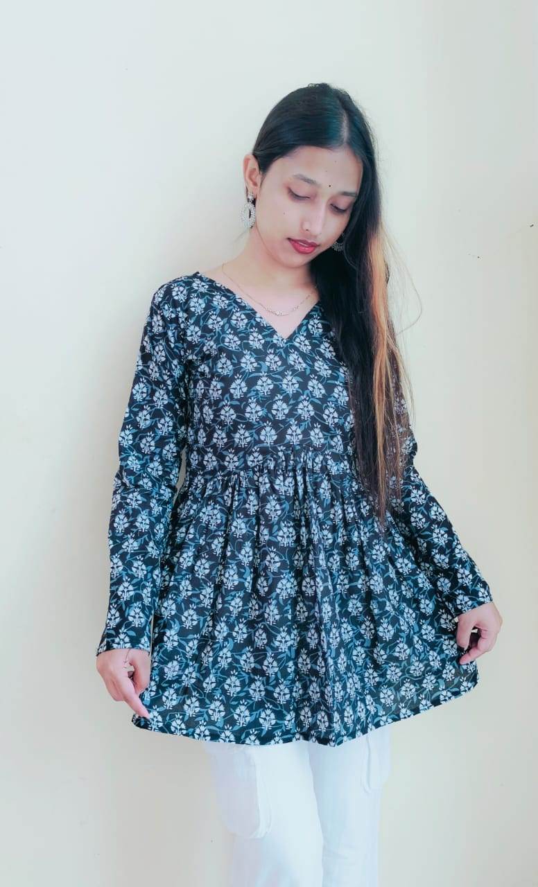 Floral Black Peplum Top