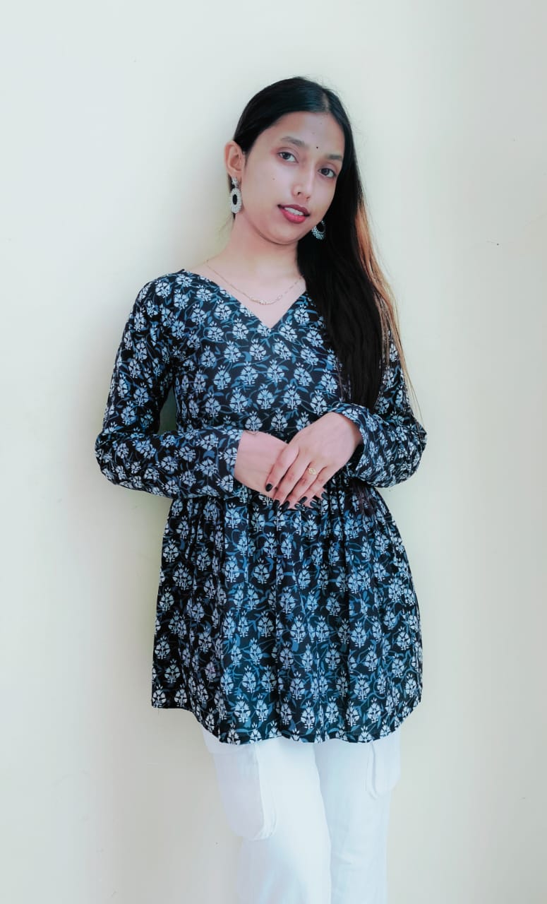 Floral Black Peplum Top