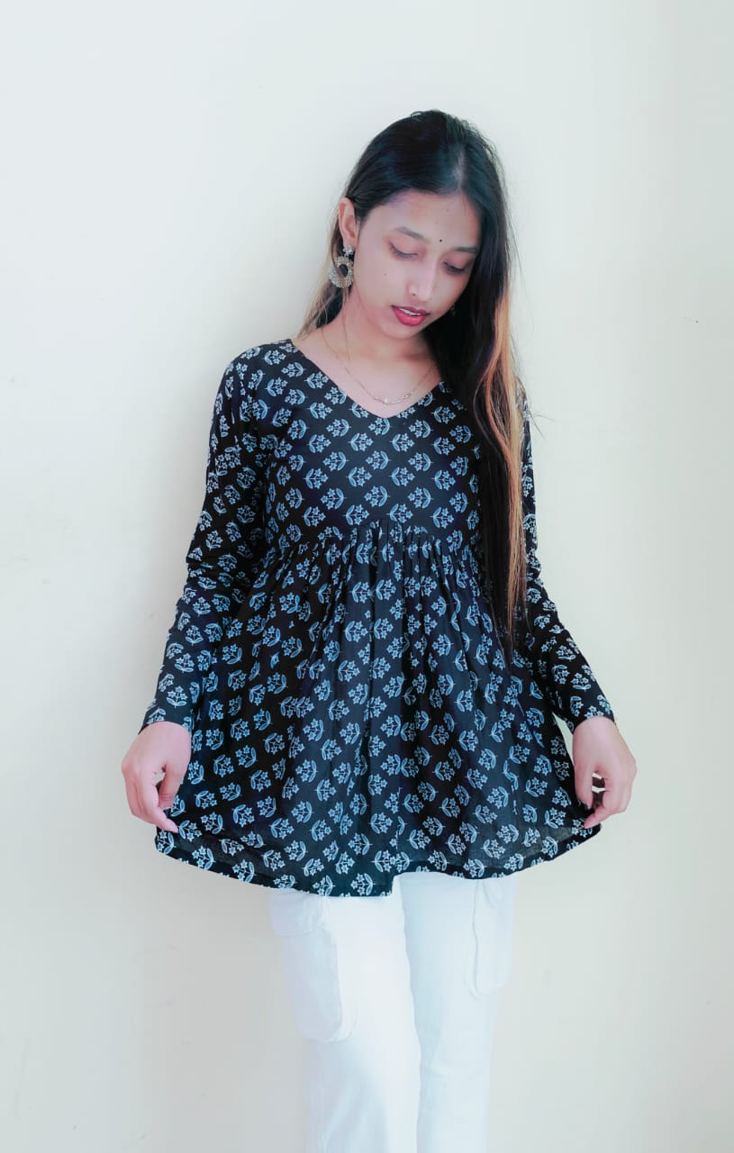 Floral Black Peplum Top
