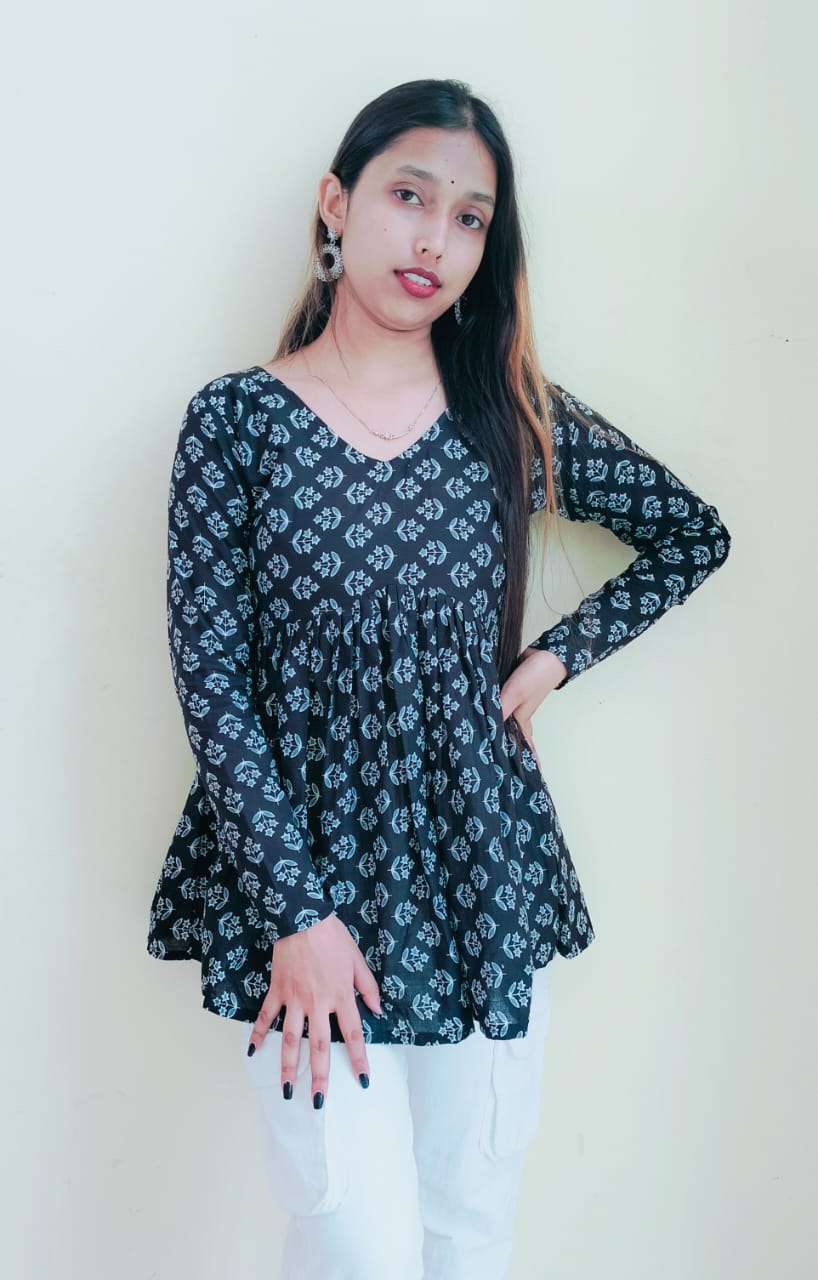 Floral Black Peplum Top