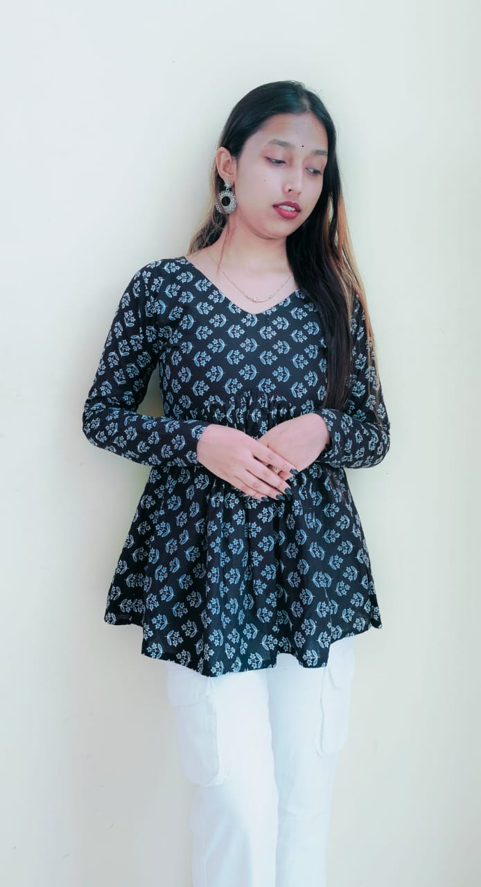 Floral Black Peplum Top