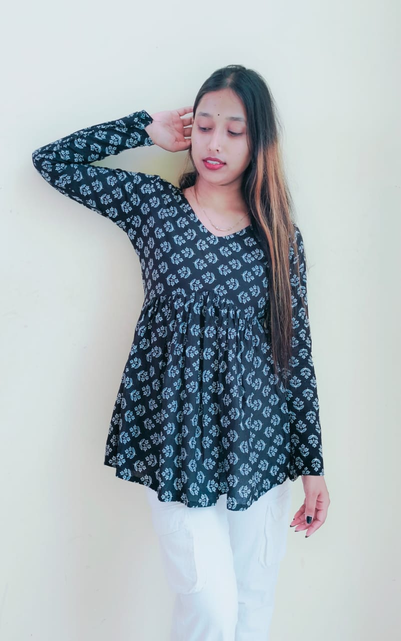 Floral Black Peplum Top