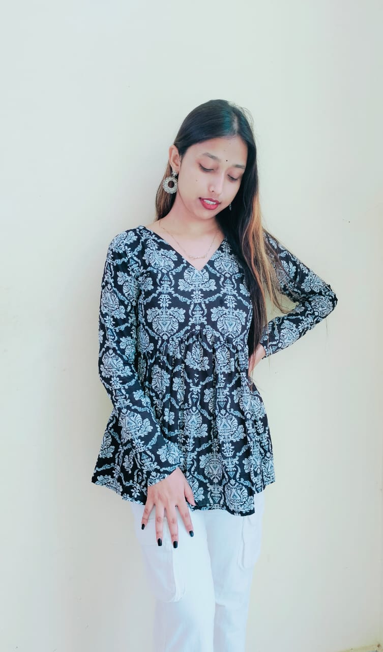 Floral Black Peplum Top