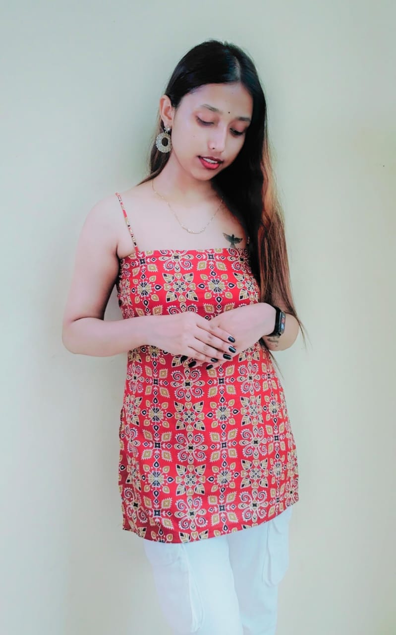 Sleeveless Printed Short Slim Fit Kurti