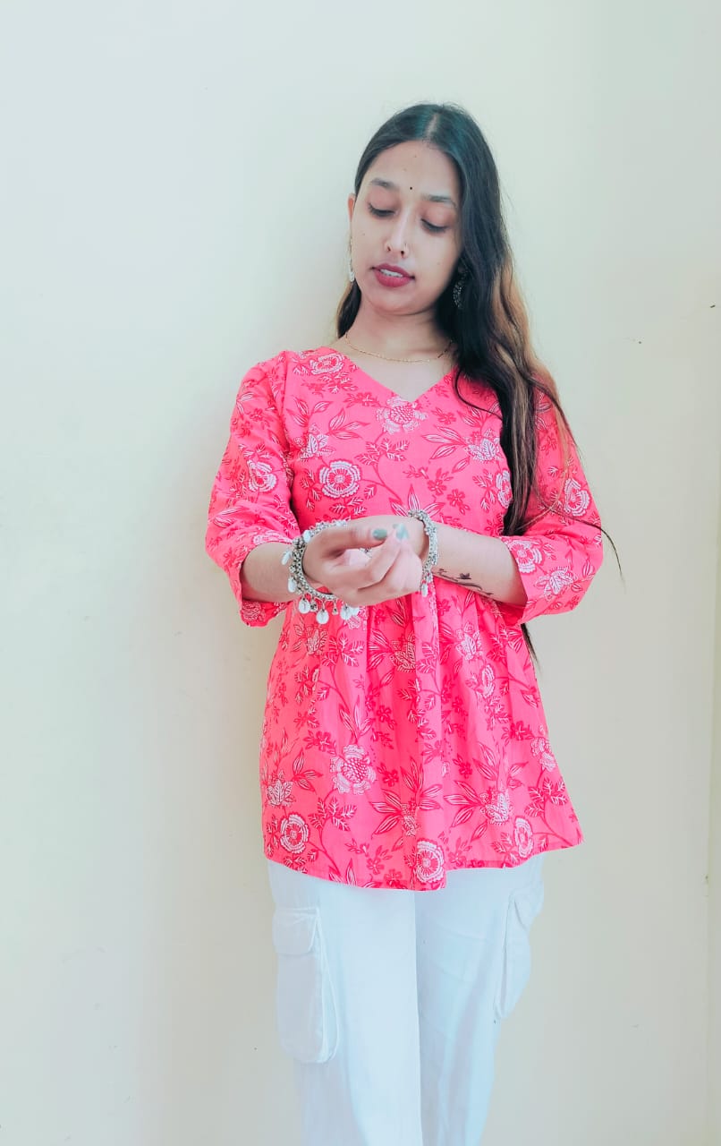 Floral Pink Peplum Top