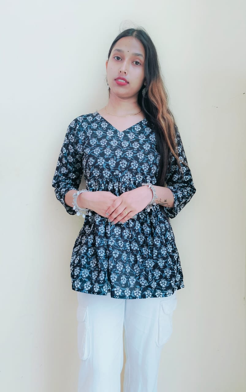 Floral Black Peplum Top