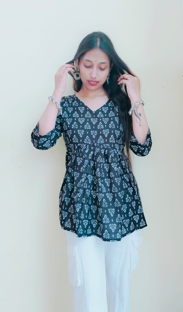 Floral Black Peplum Top