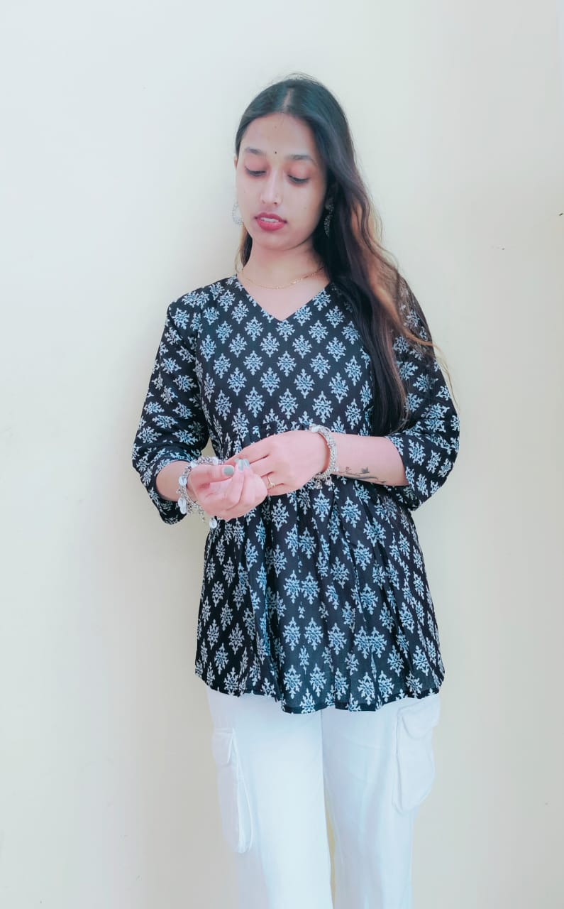Floral Black Peplum Top