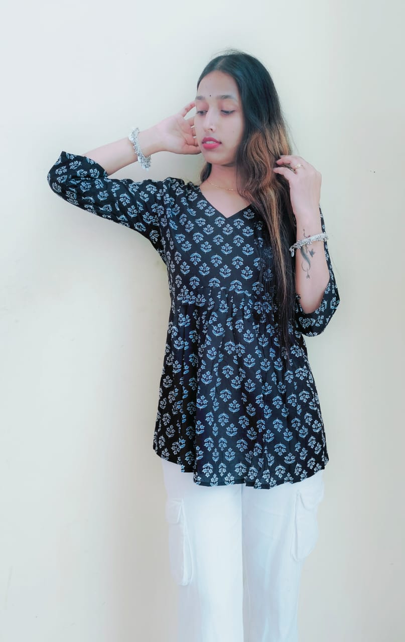Floral Black Peplum Top
