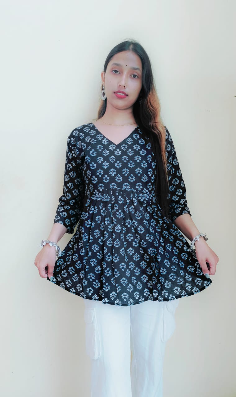 Floral Black Peplum Top