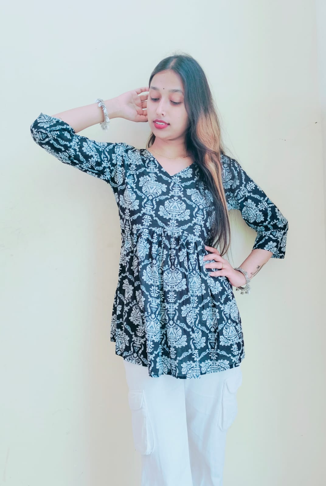 Floral Black Peplum Top