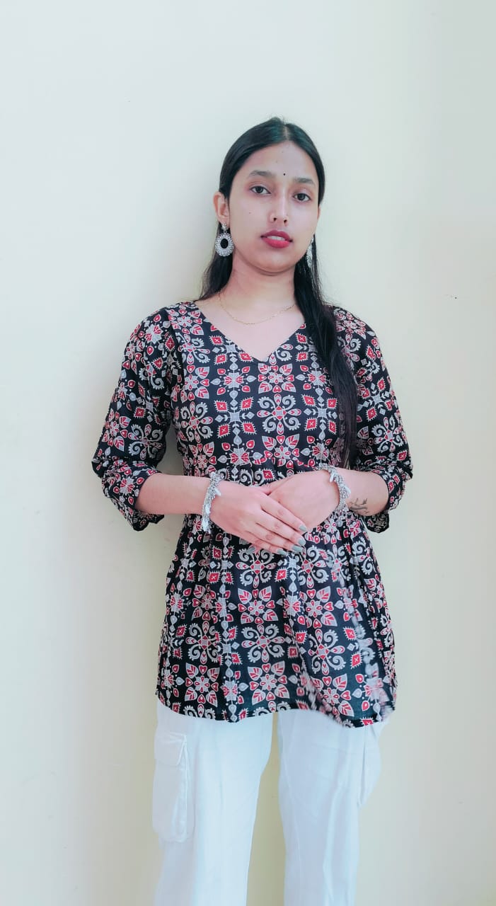 Ajrakh Printed Cotton Short Kurti