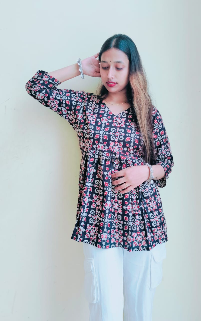 Ajrakh Printed Cotton Short Kurti