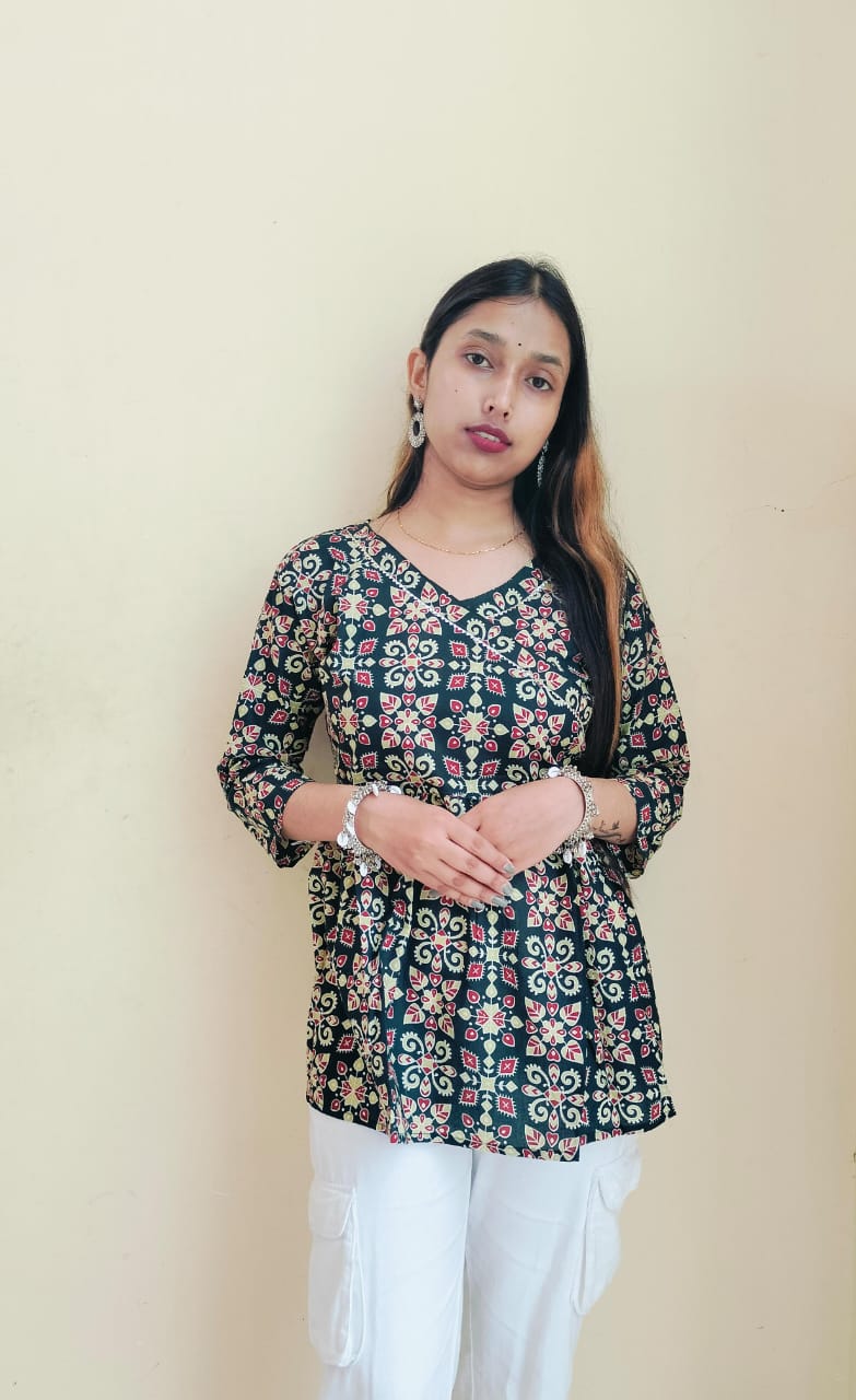 Ajrakh Printed Cotton Short Kurti