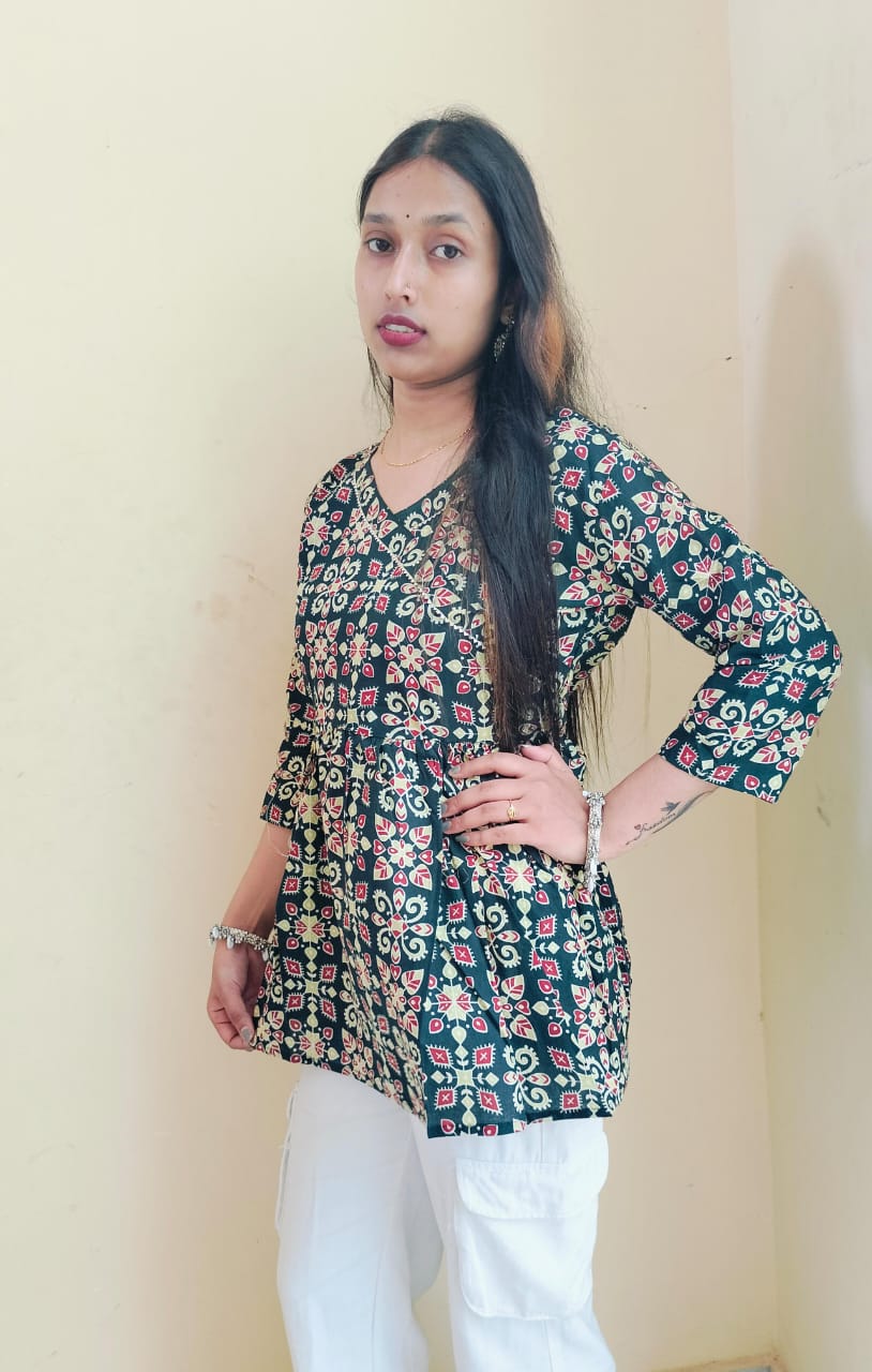 Ajrakh Printed Cotton Short Kurti